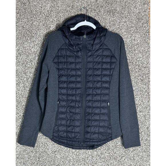 The North Face Womens ThermoBall Hybrid Hooded Black Gray Jacket Size Large Coat - Picture 1 of 10